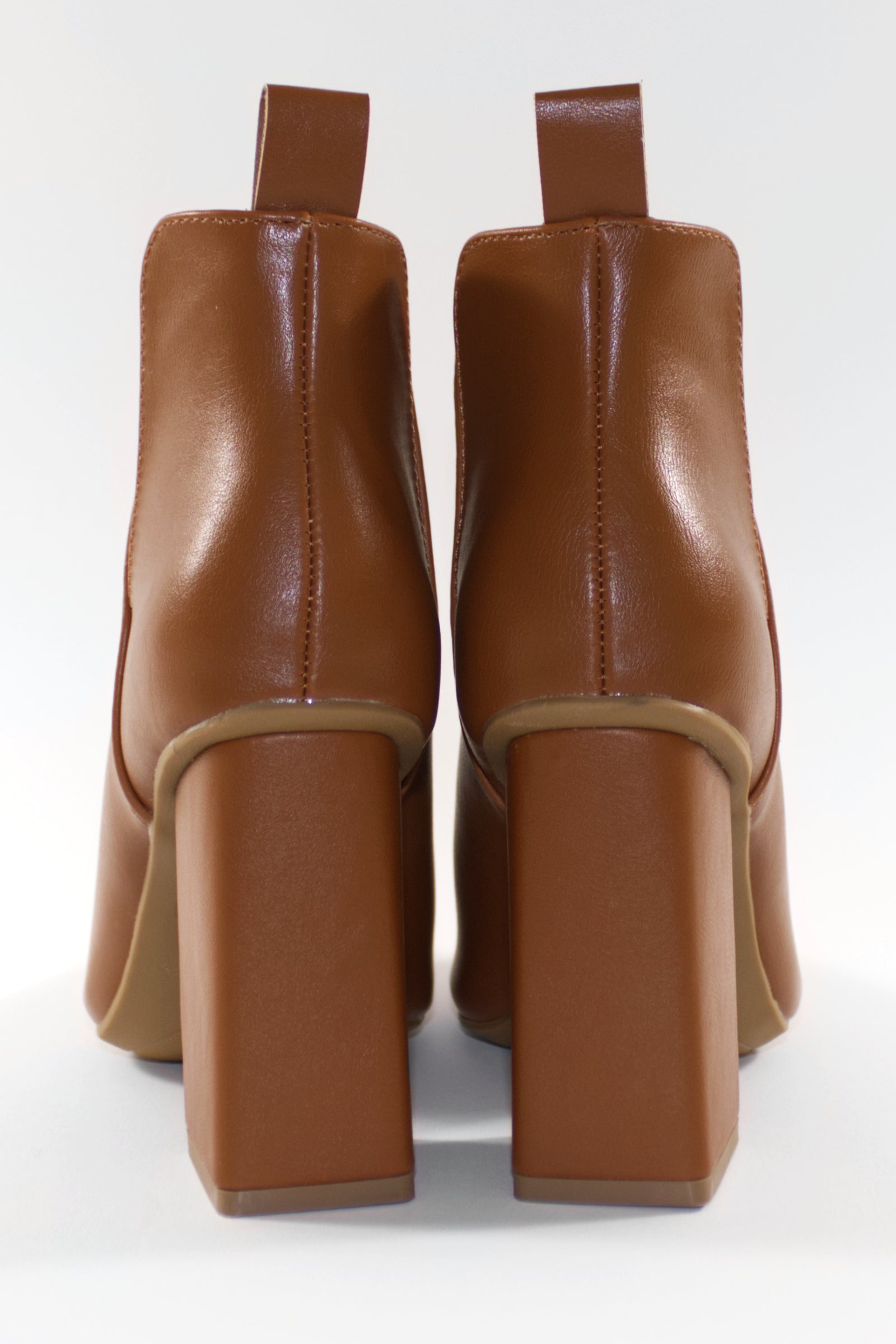 AVA BLOCK HEEL ANKLE BOOTS - CHESTNUT BROWN