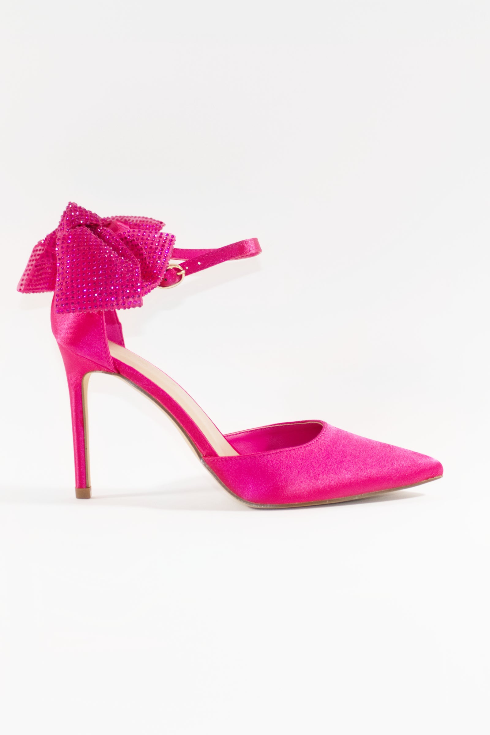 BRI EMBELLISHED BOW PUMP HEELS - HOT PINK