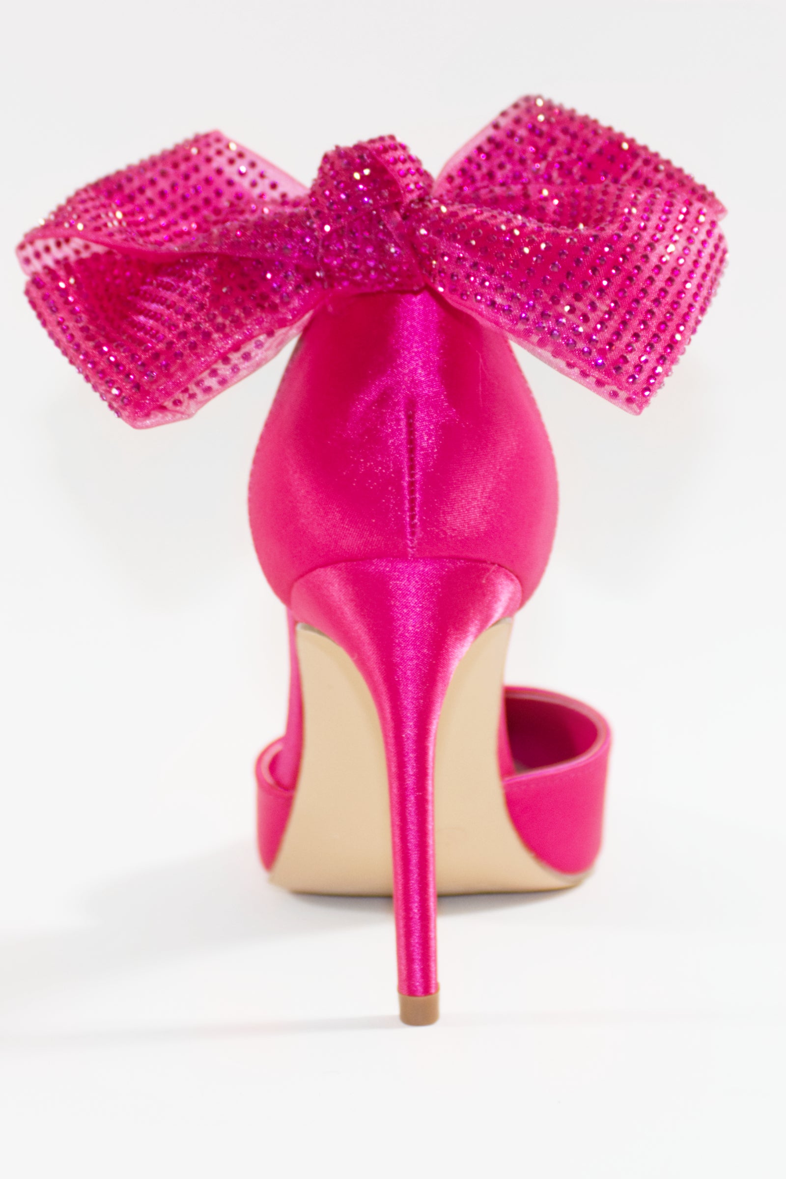 BRI EMBELLISHED BOW PUMP HEELS - HOT PINK