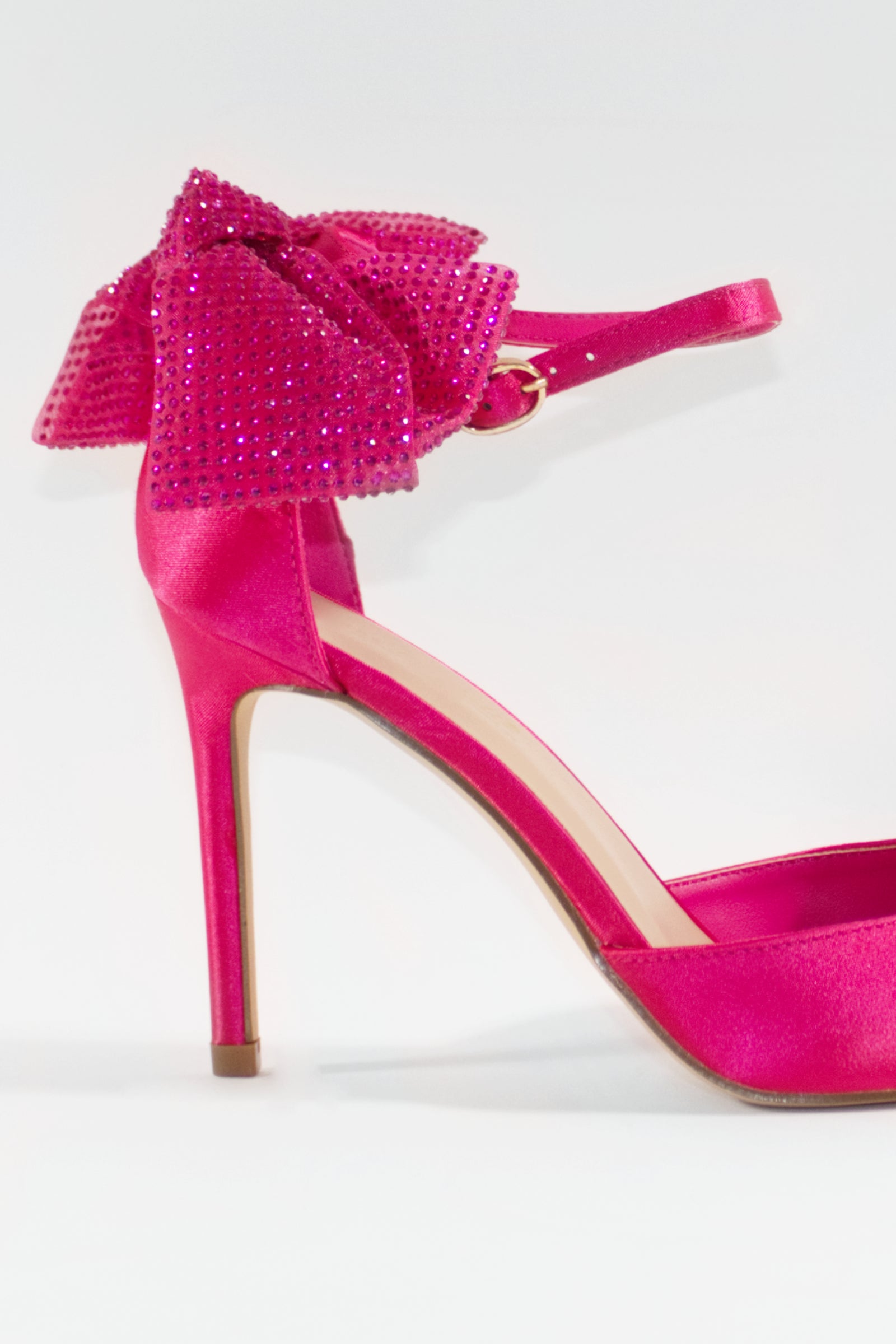 BRI EMBELLISHED BOW PUMP HEELS - HOT PINK