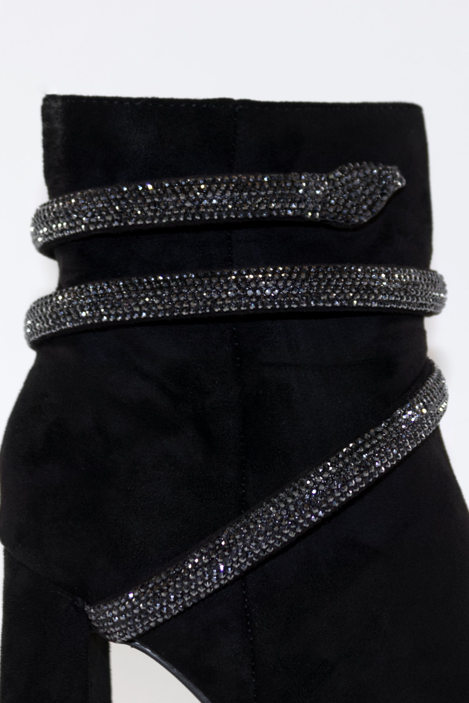 CLEO EMBELLISHED SNAKE ANKLE BOOTS - BLACK