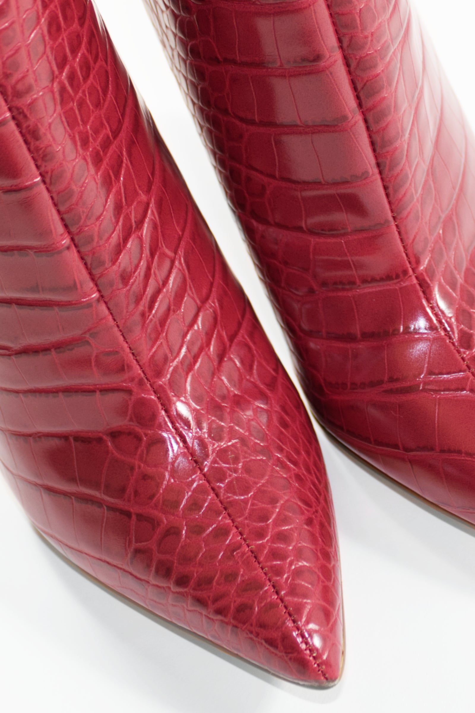 GIA BLOCK HEEL ANKLE BOOTS - RED CROC