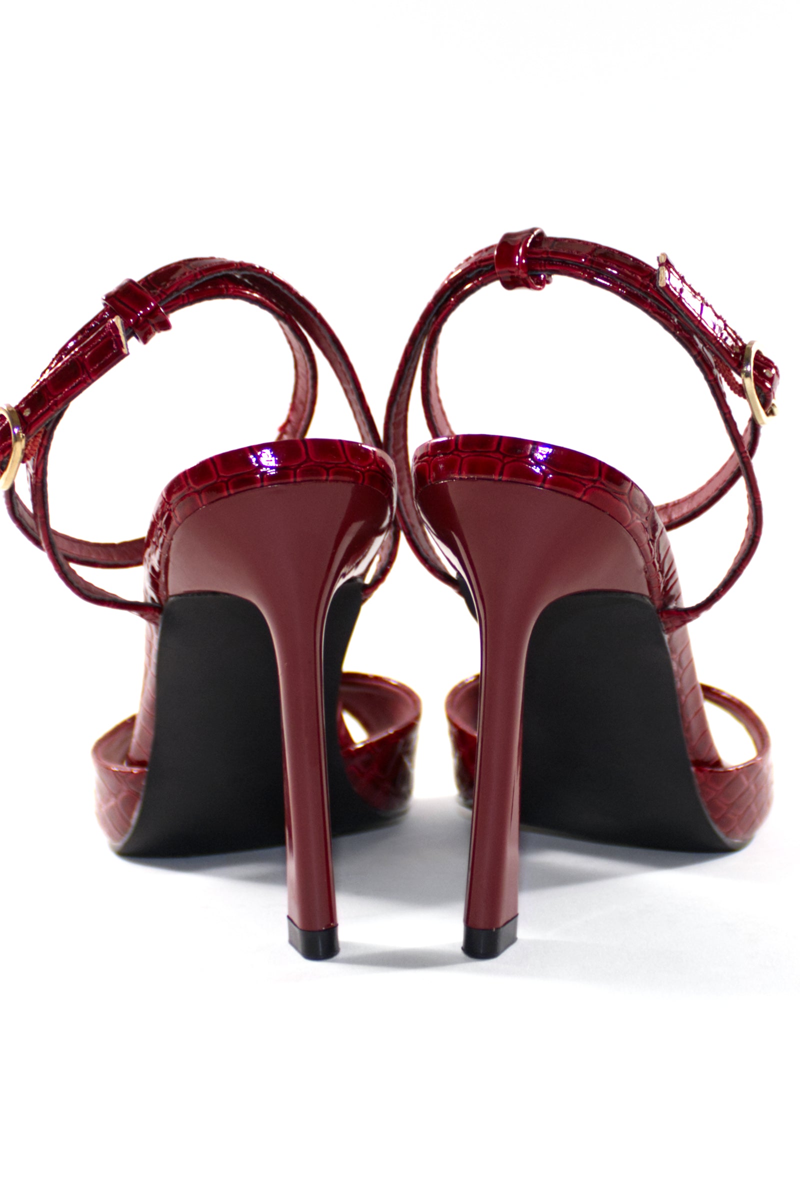 NADIA STRAPPY HEELS - RED CROC