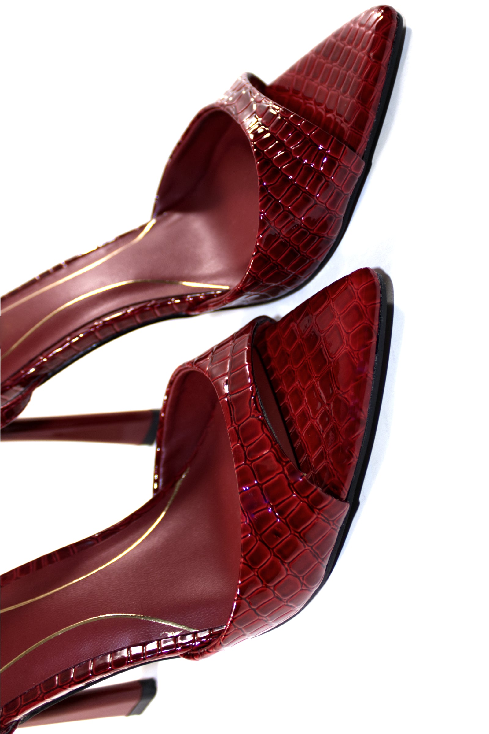 NADIA STRAPPY HEELS - RED CROC