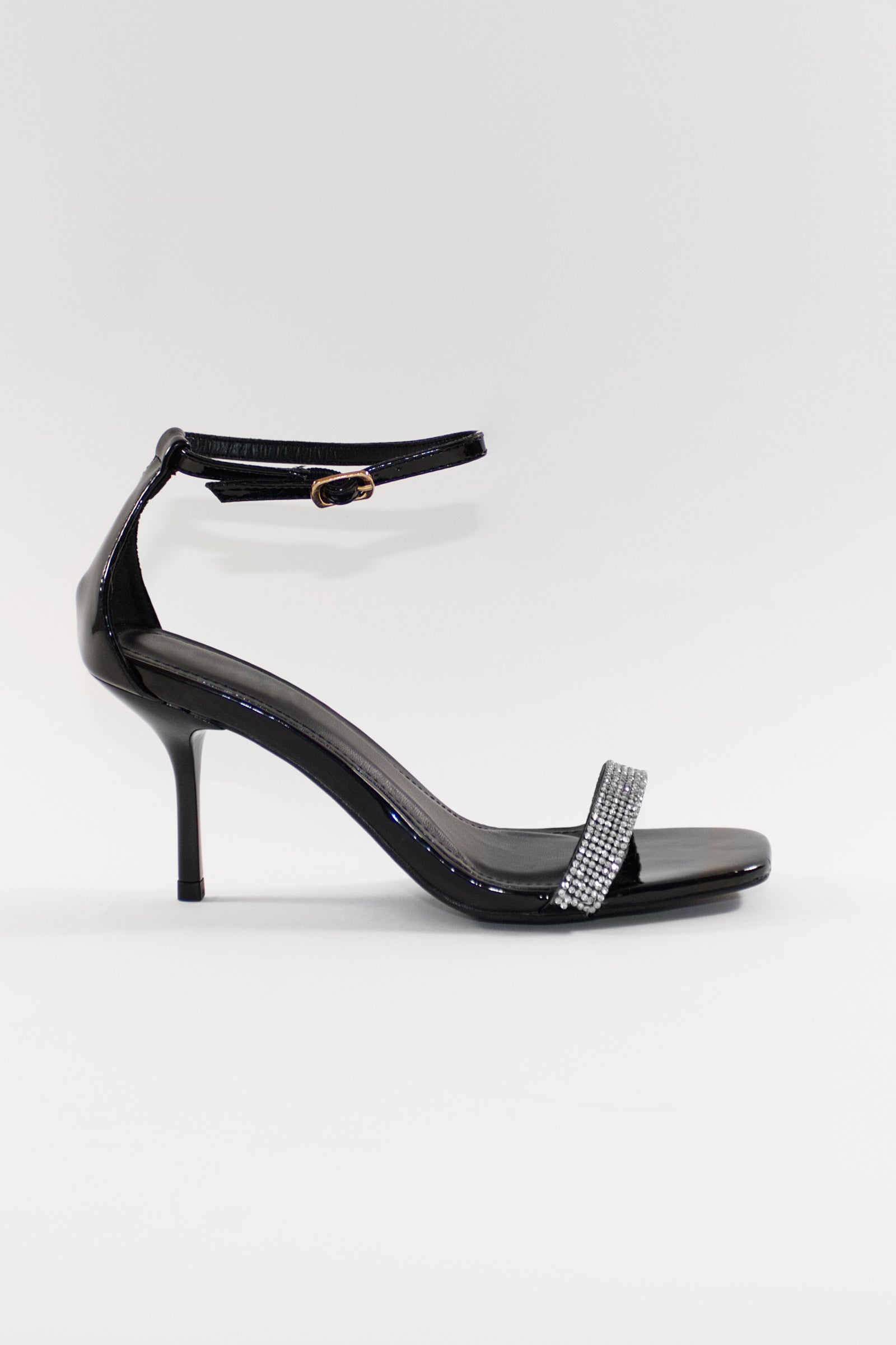 NINA EMBELLISHED STRAPPY HEELS - BLACK