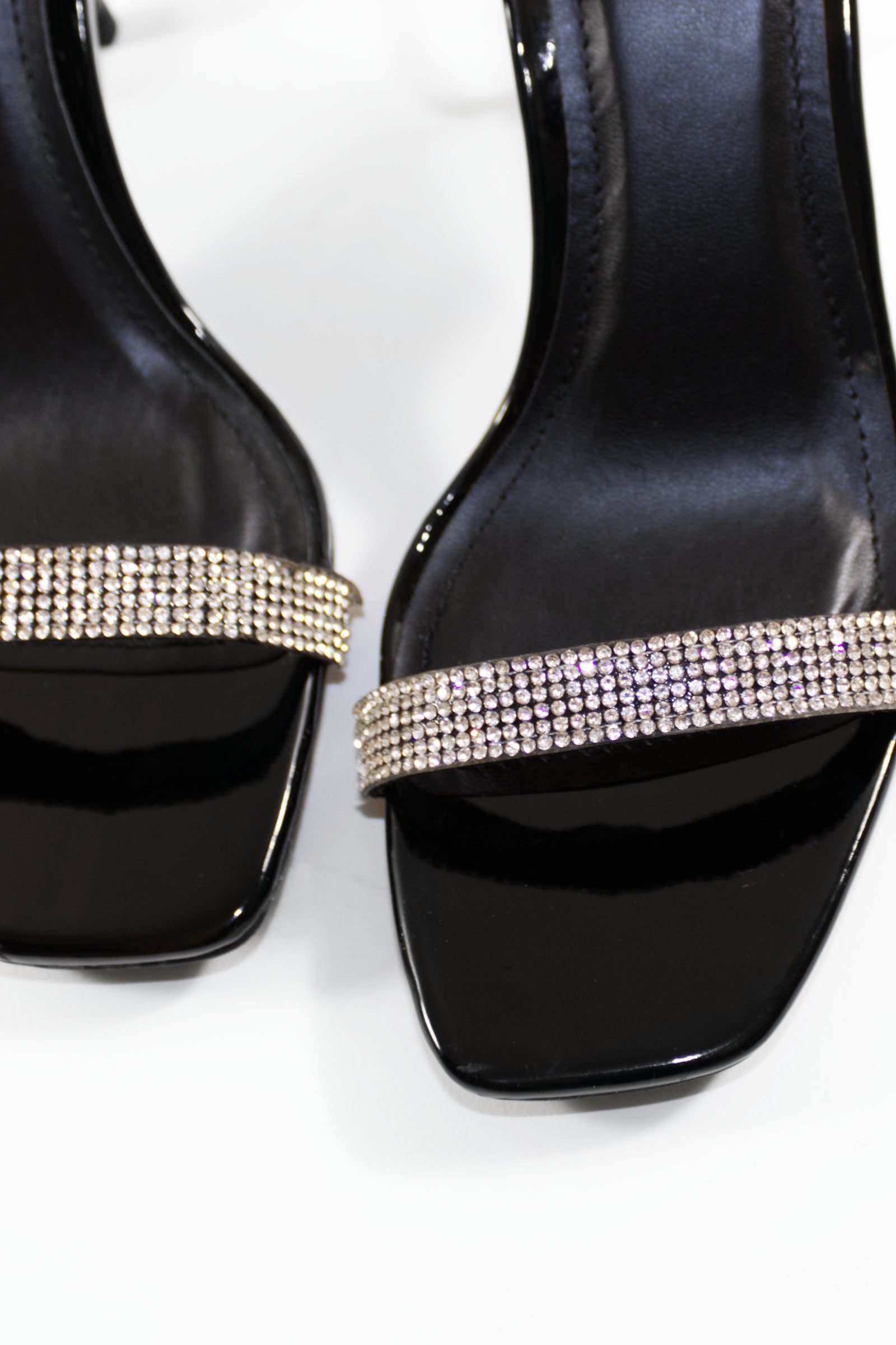 NINA EMBELLISHED STRAPPY HEELS - BLACK