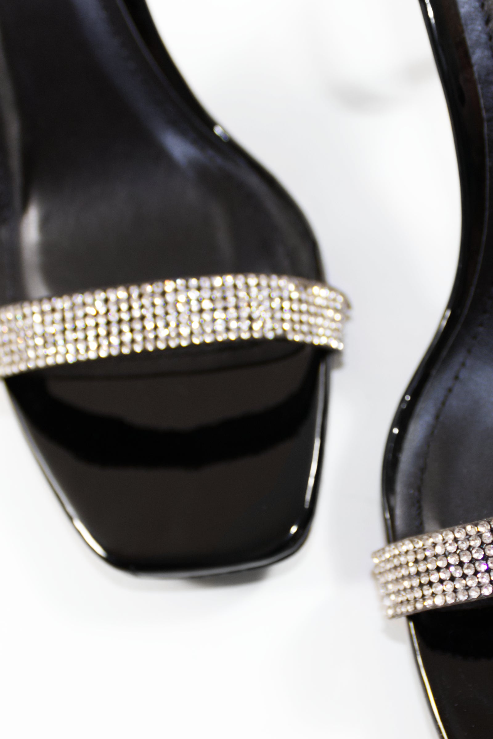 NINA EMBELLISHED STRAPPY HEELS - BLACK