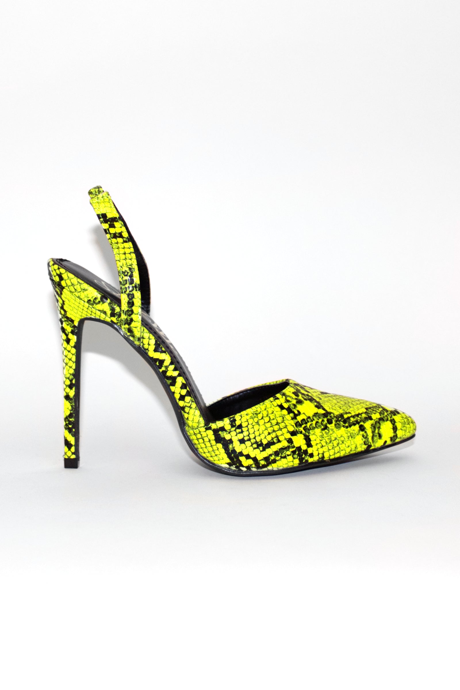 TINA SLINGBACK PUMP HEELS - YELLOW SNAKE