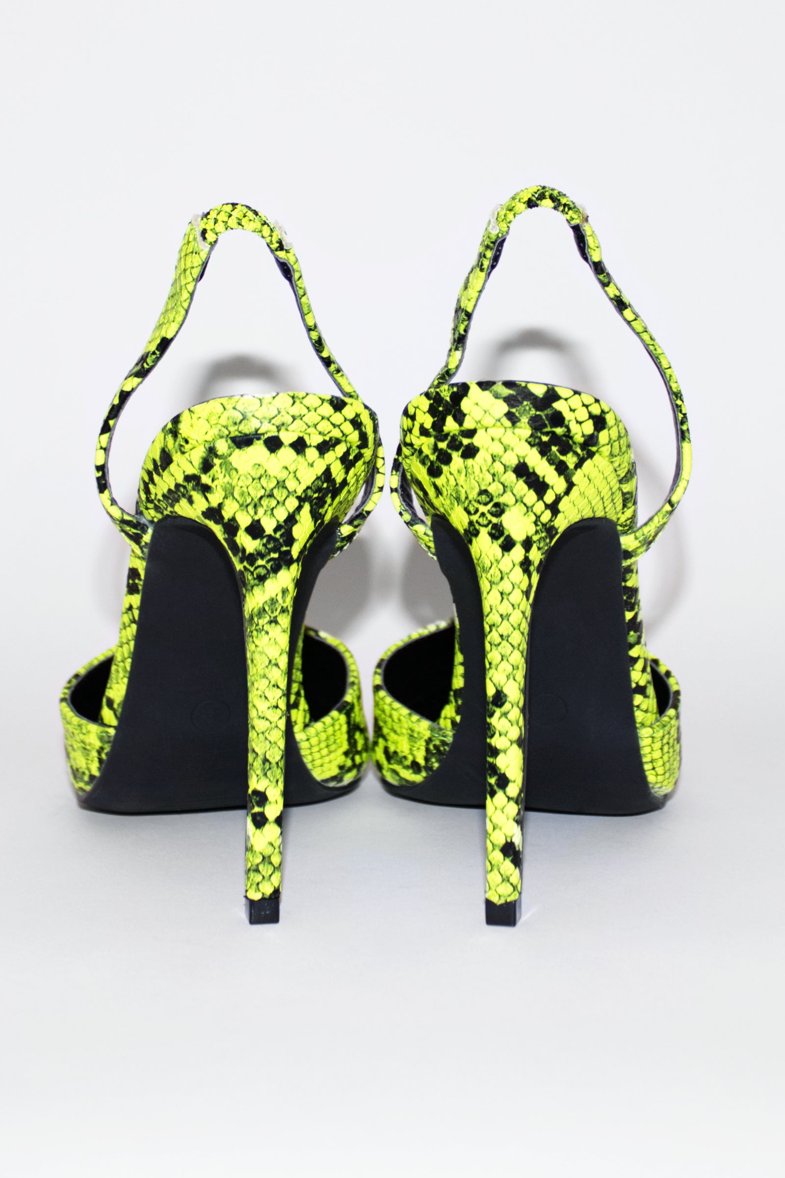 TINA SLINGBACK PUMP HEELS - YELLOW SNAKE