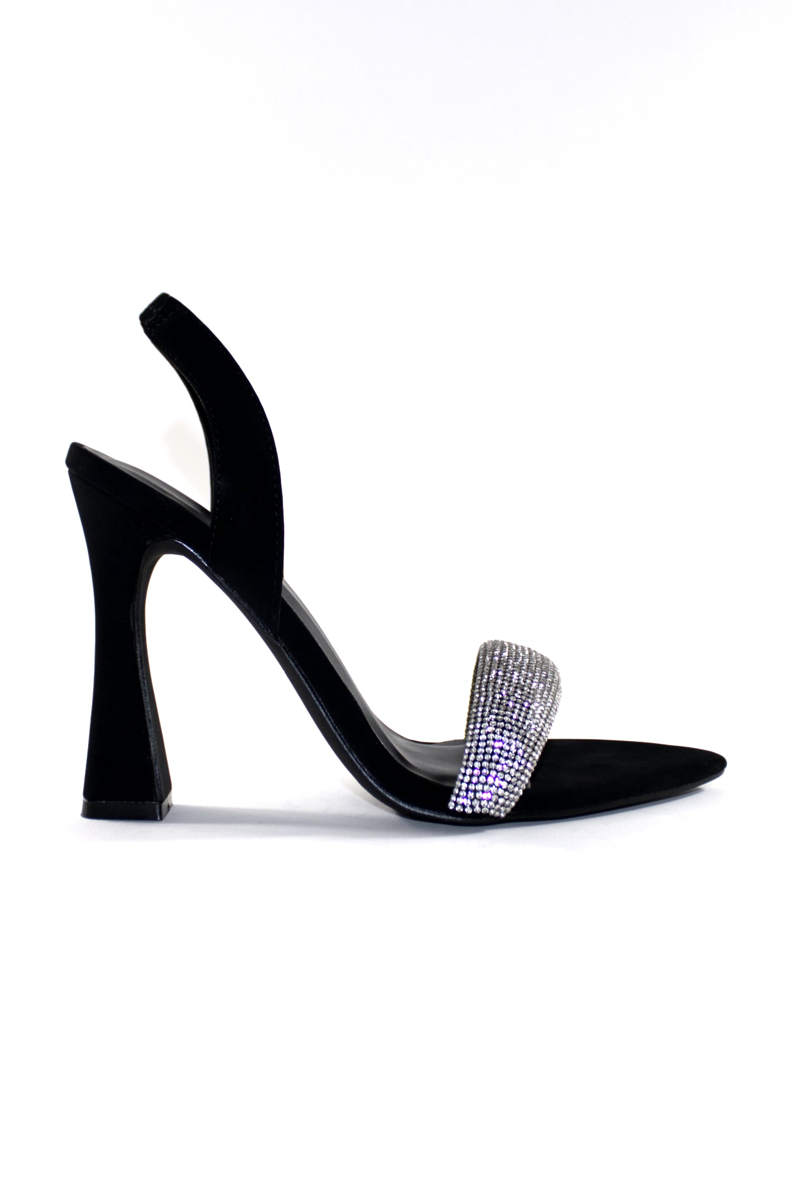 ZURI EMBELLISHED SLINGBACK HEELS - BLACK