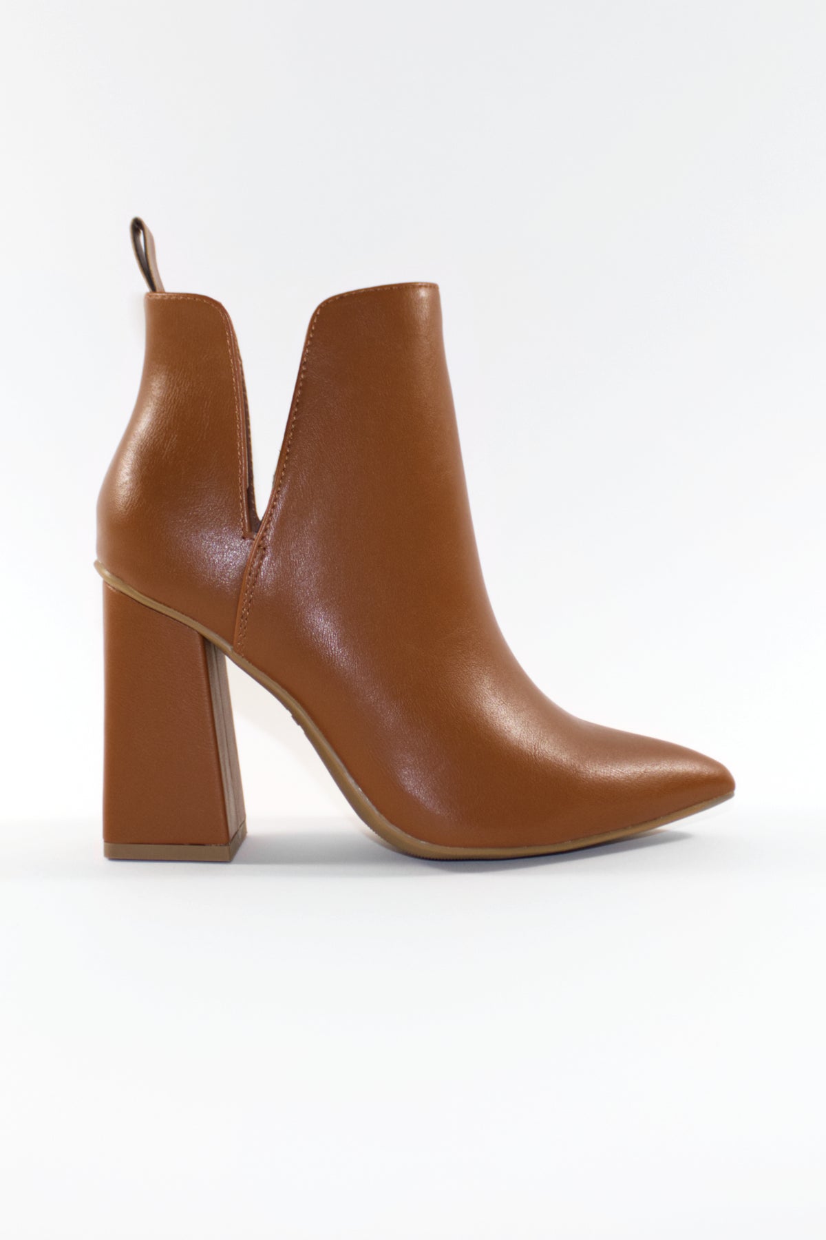 AVA BLOCK HEEL ANKLE BOOTS - CHESTNUT BROWN