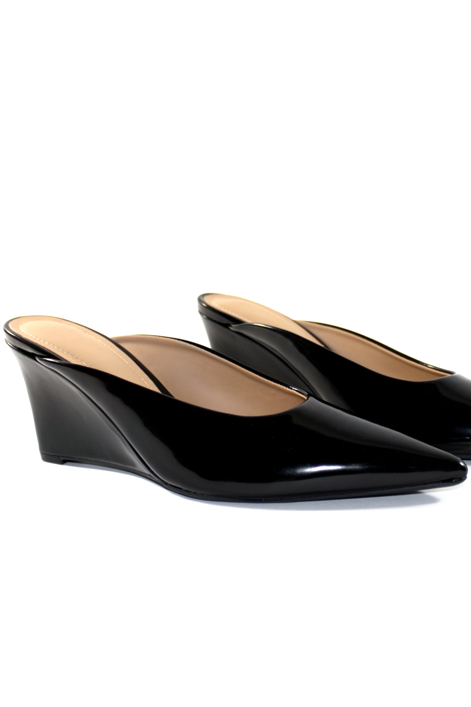 BECKY PUMP HEEL MULES - BLACK