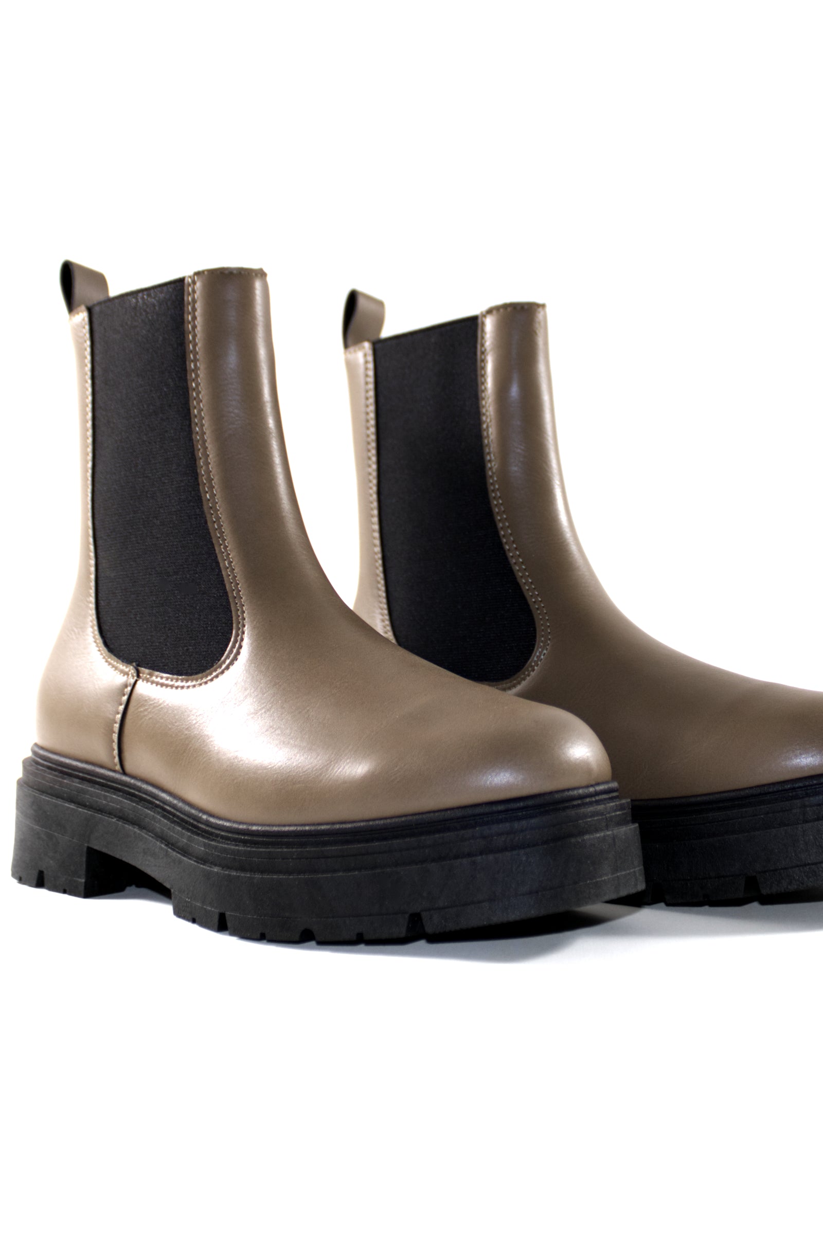 COMBAT PLATFORM BOOTS - DARK TAUPE