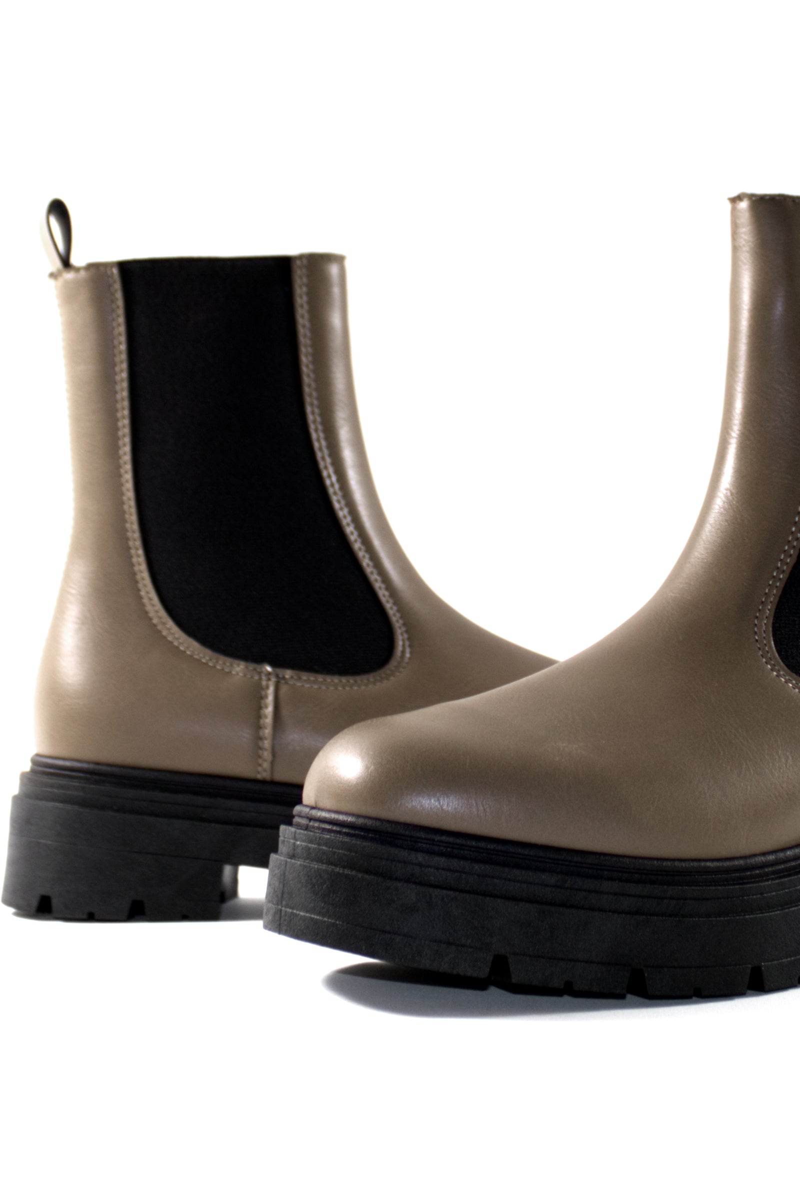 COMBAT PLATFORM BOOTS - DARK TAUPE