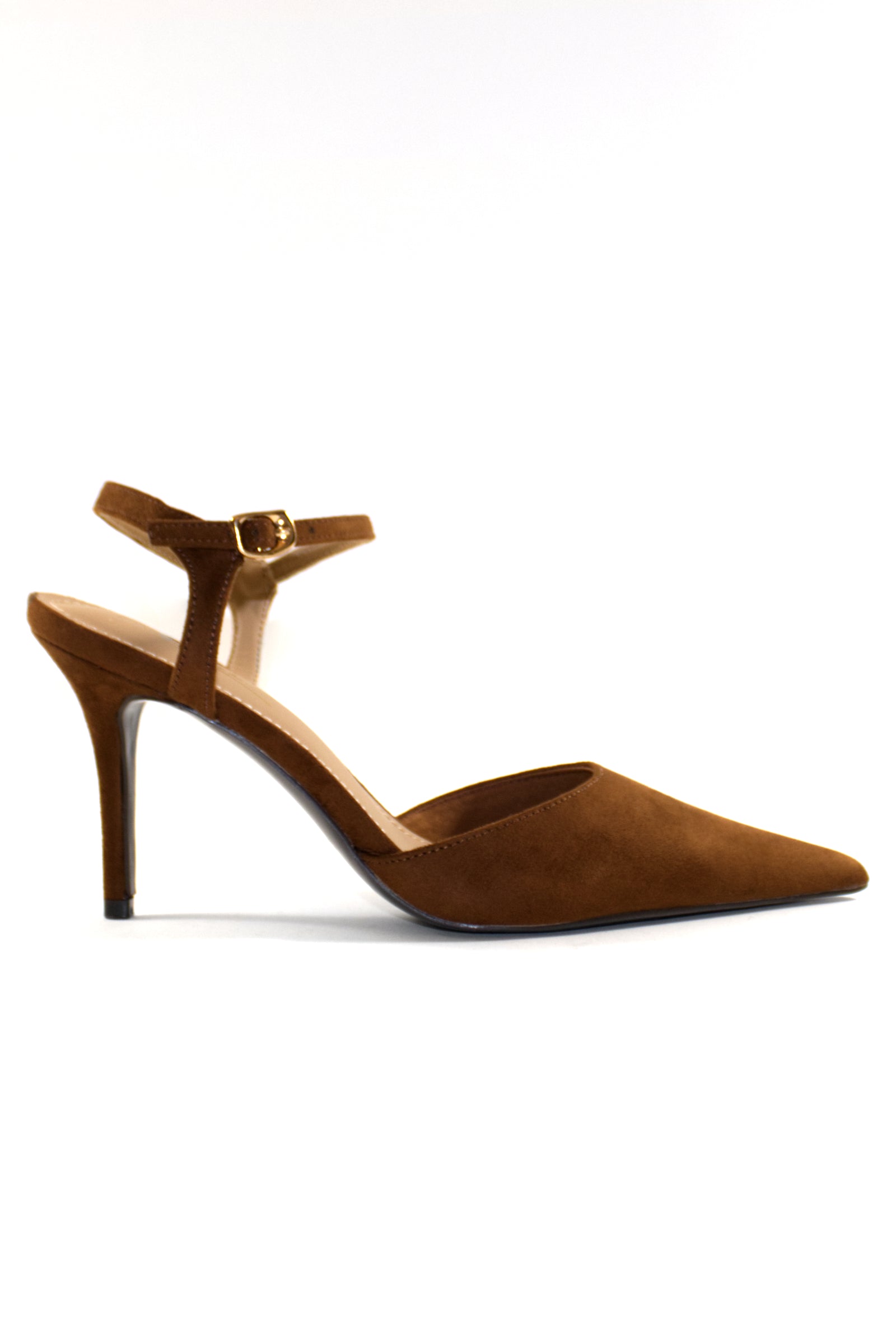 ELSA ANKLE STRAP PUMP HEELS - CHESTNUT