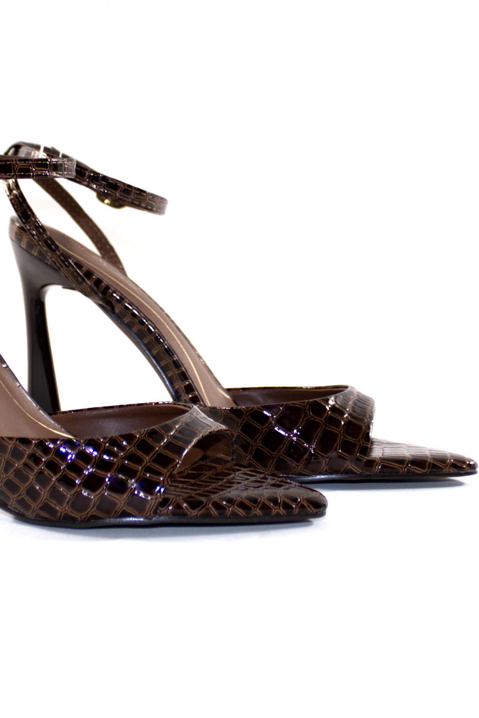 NADIA STRAPPY HEELS - BROWN CROC