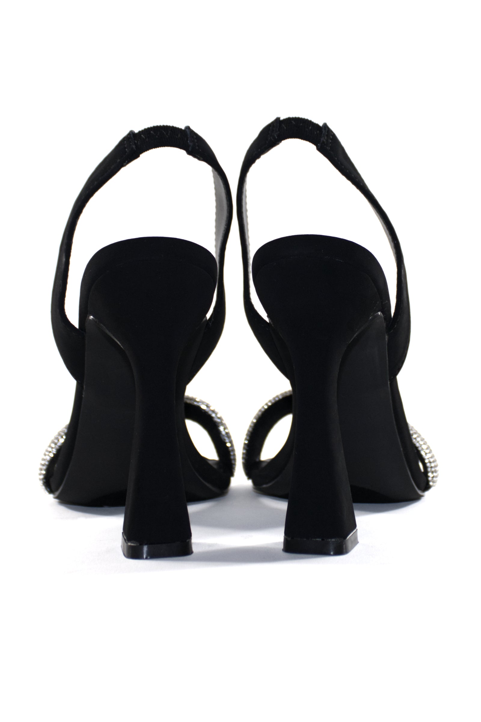 ZURI EMBELLISHED SLINGBACK HEELS - BLACK